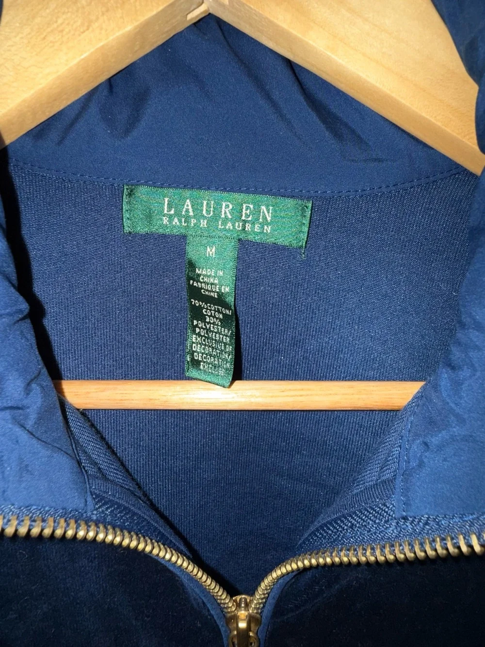 Lauren Ralph Lauren Velour 2 Piece Tracksuit Jacket Pants Navy Gold S/M